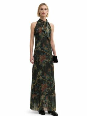 NWT Johnny Was Evelina Metallic Floral-Print Maxi Dress